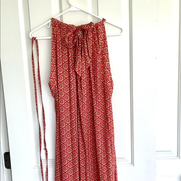 Maxi Dress Red/Green/Dark Pink Geometric Print Large by Escapada - Picture 1 of 10